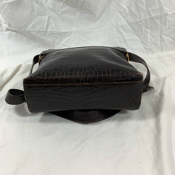 Genuine vintage fashionable Salvatore Ferragamo brown croc pattern shoulder bag - Picture 15 of 15
